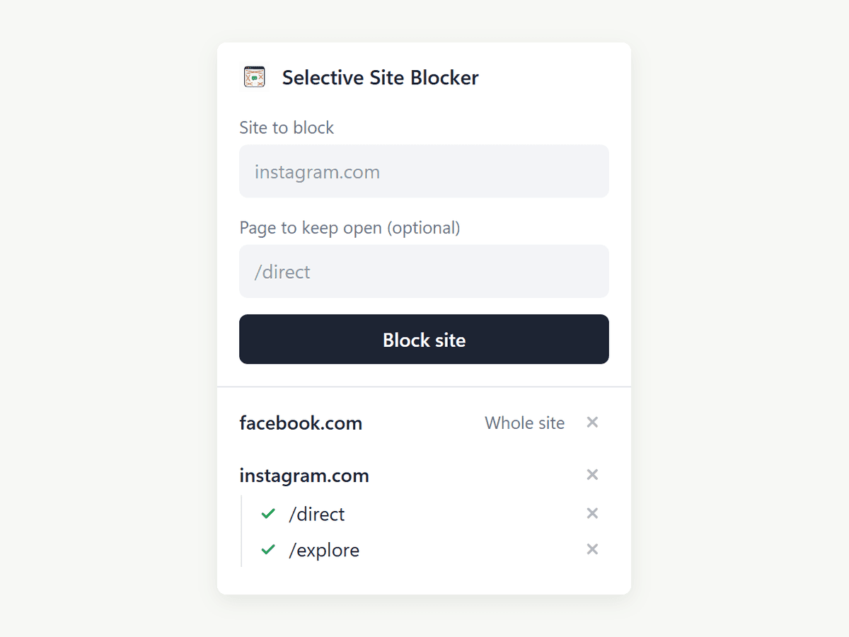 Selective Site Blocker