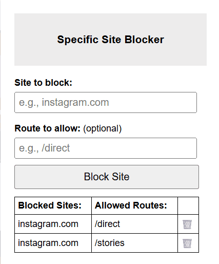 Specific Site Blocker